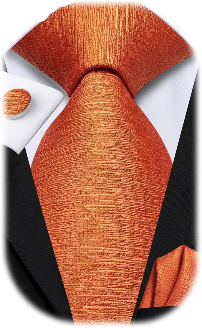 Dubulle Mens Tie Set Solid Paisley Silk Striped Necktie for Men with Cufflinks Tie and Pocket Square - Image 1
